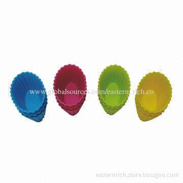 Silicone Cupcake Cups Set, Oval-shaped, Sized 4.6x3x2cm